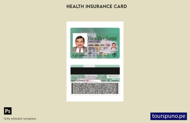 lista para imprimir plantilla de tarjeta de seguro médico de Canadá Ontario